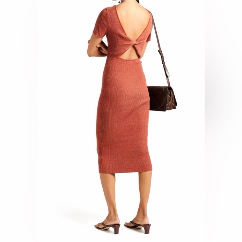 NWT NAADAM Ribbed Reversible Twist Dress in Peach Combo Size Small